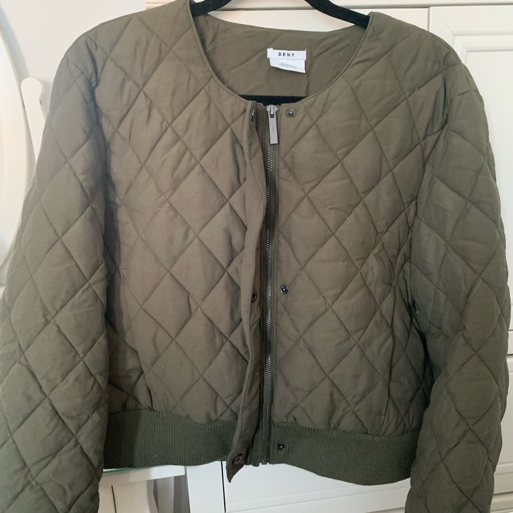 DKNY Green Quilted Puffer Jacket